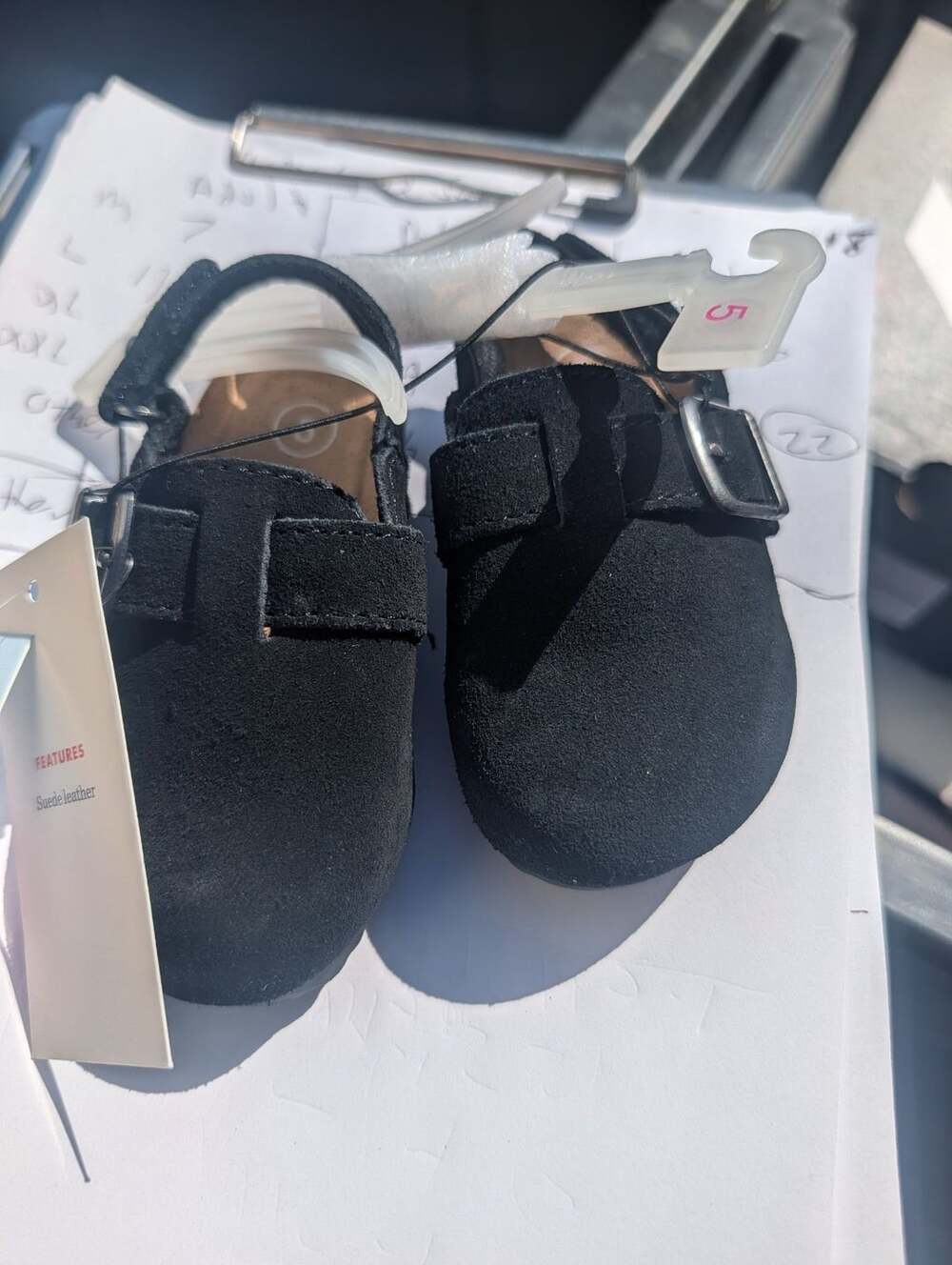 Cat & Jack Berlin Clogs Size 5 Black Suede Leather